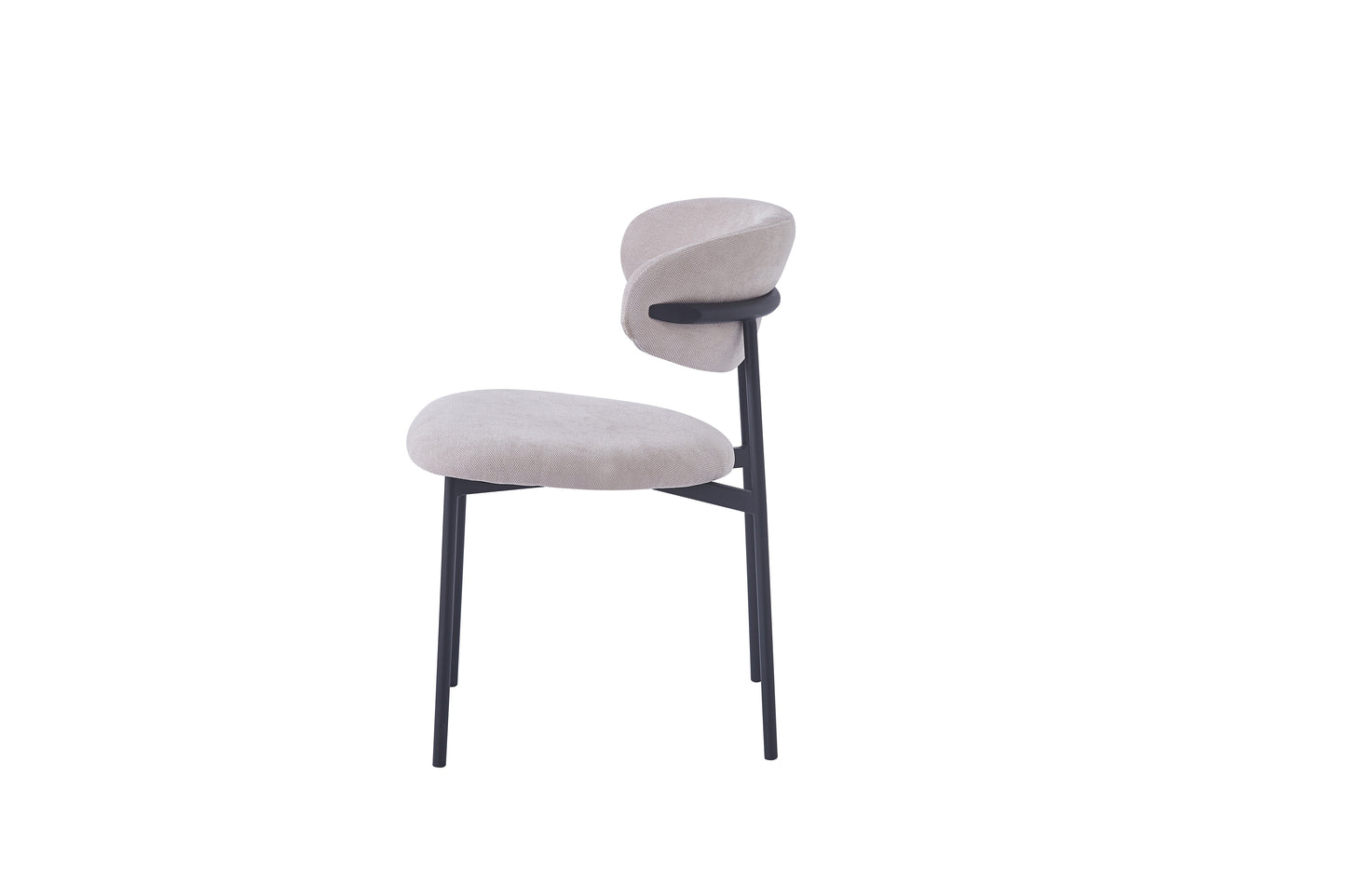 Chaise Lulu pieds noirs tissu sergé moka