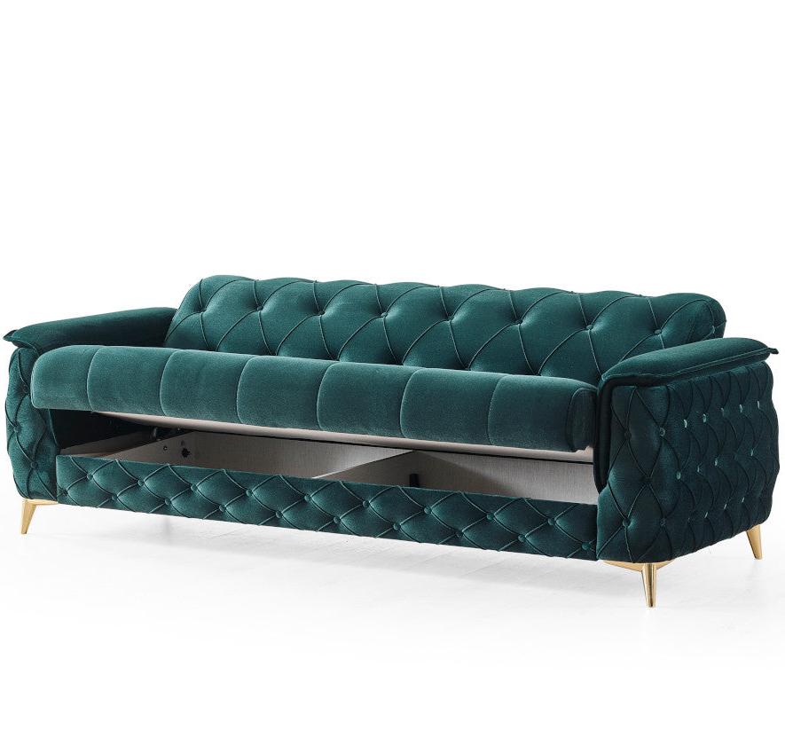 Salon complet Canapé convertible Cuba velours Vert