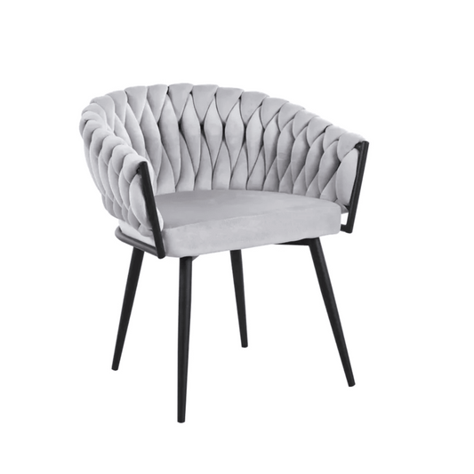 Chaise Tressée - Velours, Style Fauteuil accoudoirs