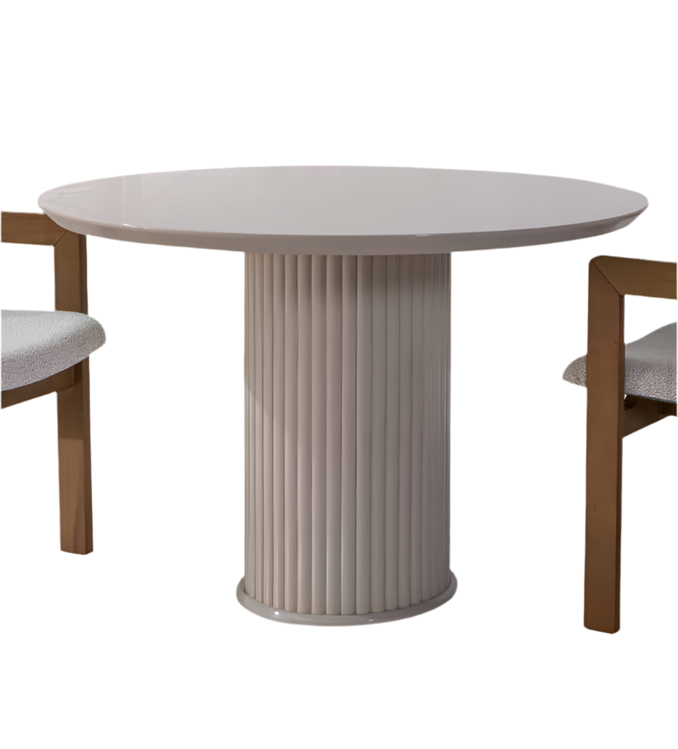 Table à manger ronde Emilie Bois blanc laqué