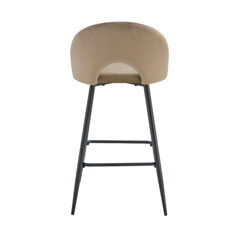 Tabouret Teddy Noir Velours Taupe