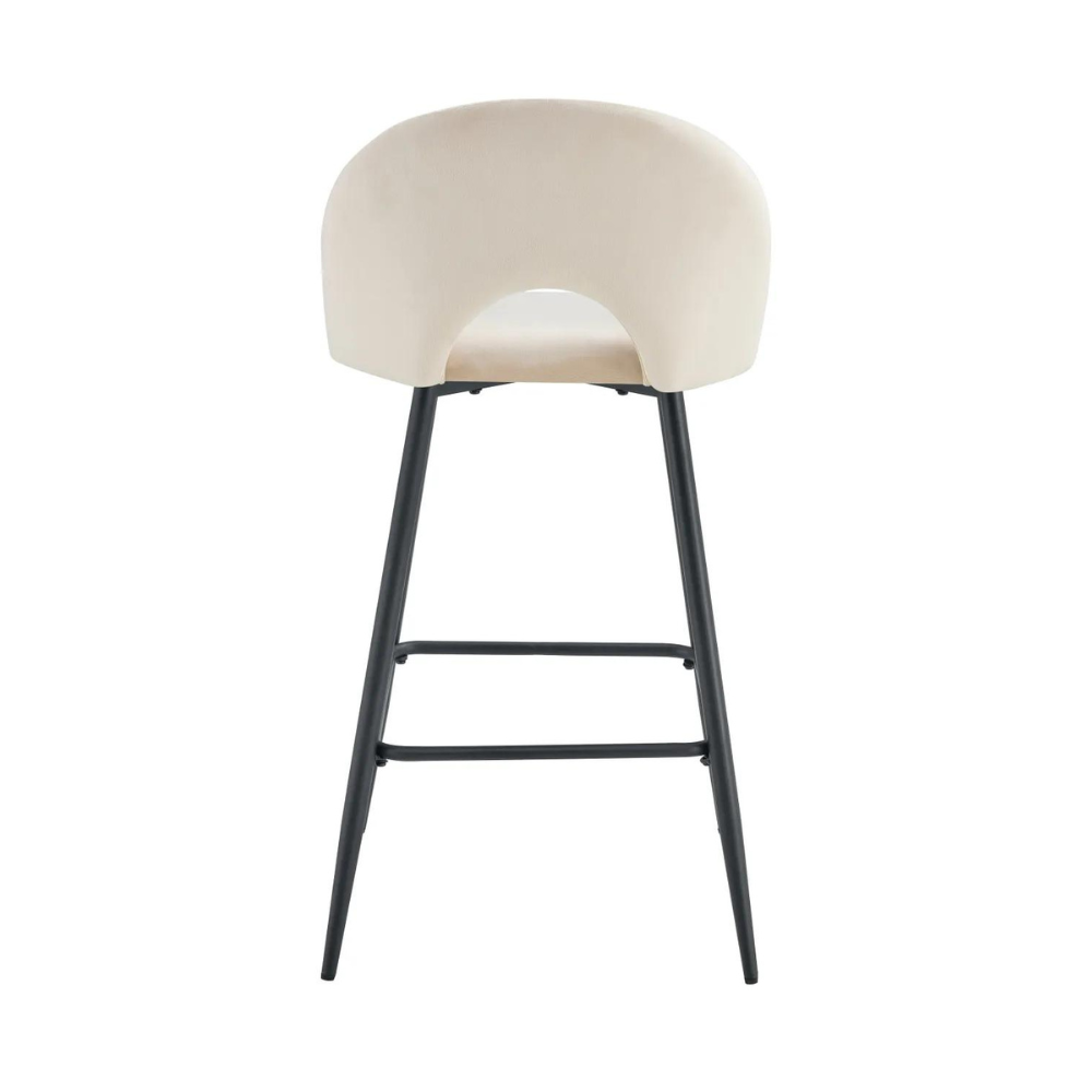 Tabouret Teddy Noir Velours Beige