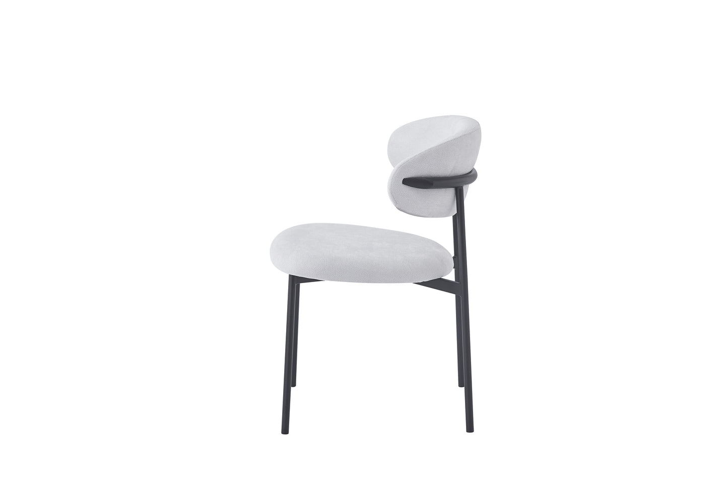 Chaise Lulu pieds noirs tissu sergé gris