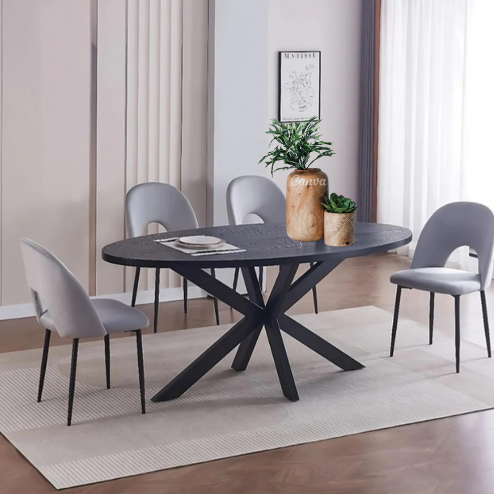 Table à manger Gaia bois noir pieds noir