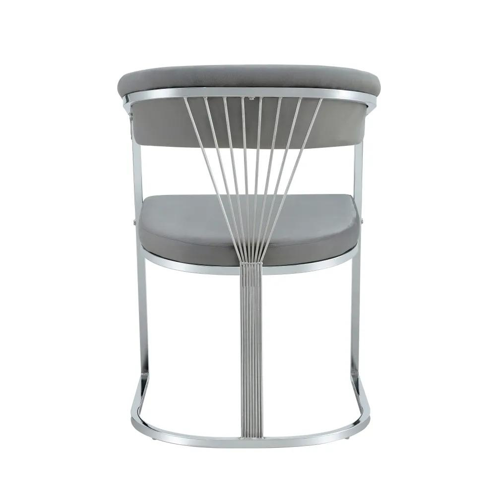 Chaise Brittany Argent velours Gris