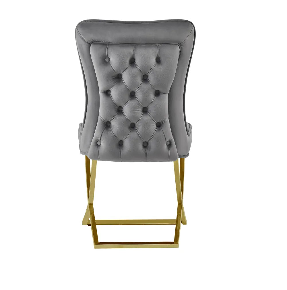 Chaise Gabrielle Or velours Anthracite