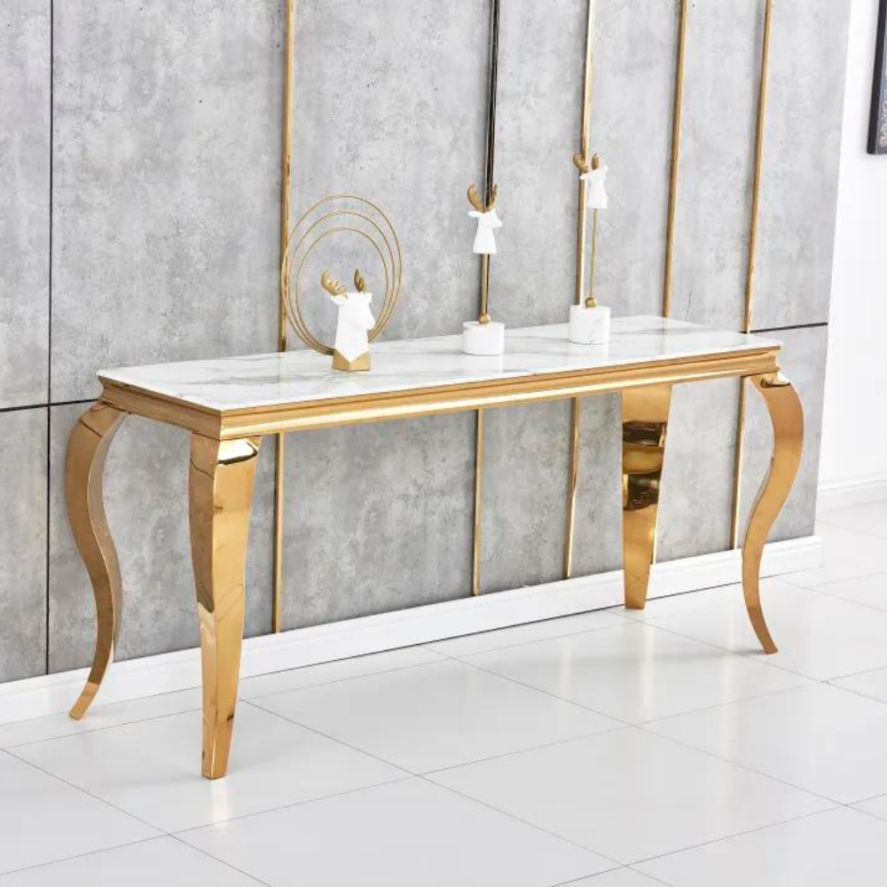 Console Nansouty Or marbre blanc 110 cm