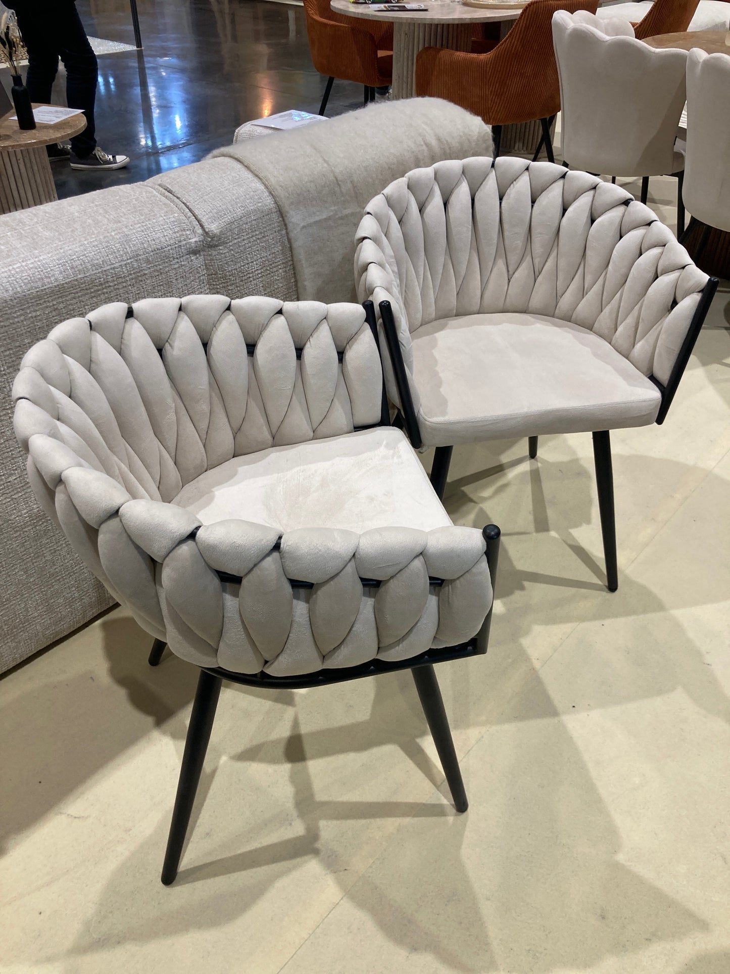 Chaise Tressée - Velours, Style Fauteuil accoudoirs
