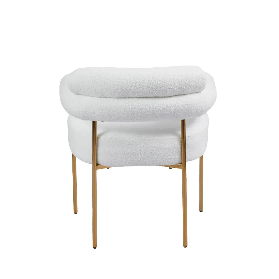 Chaise Bulle Accoudoir Structure Acier Dorée velours Beige