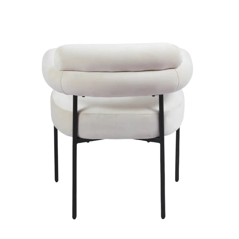 Chaise Bulle Accoudoir Structure Acier Noir velours beige