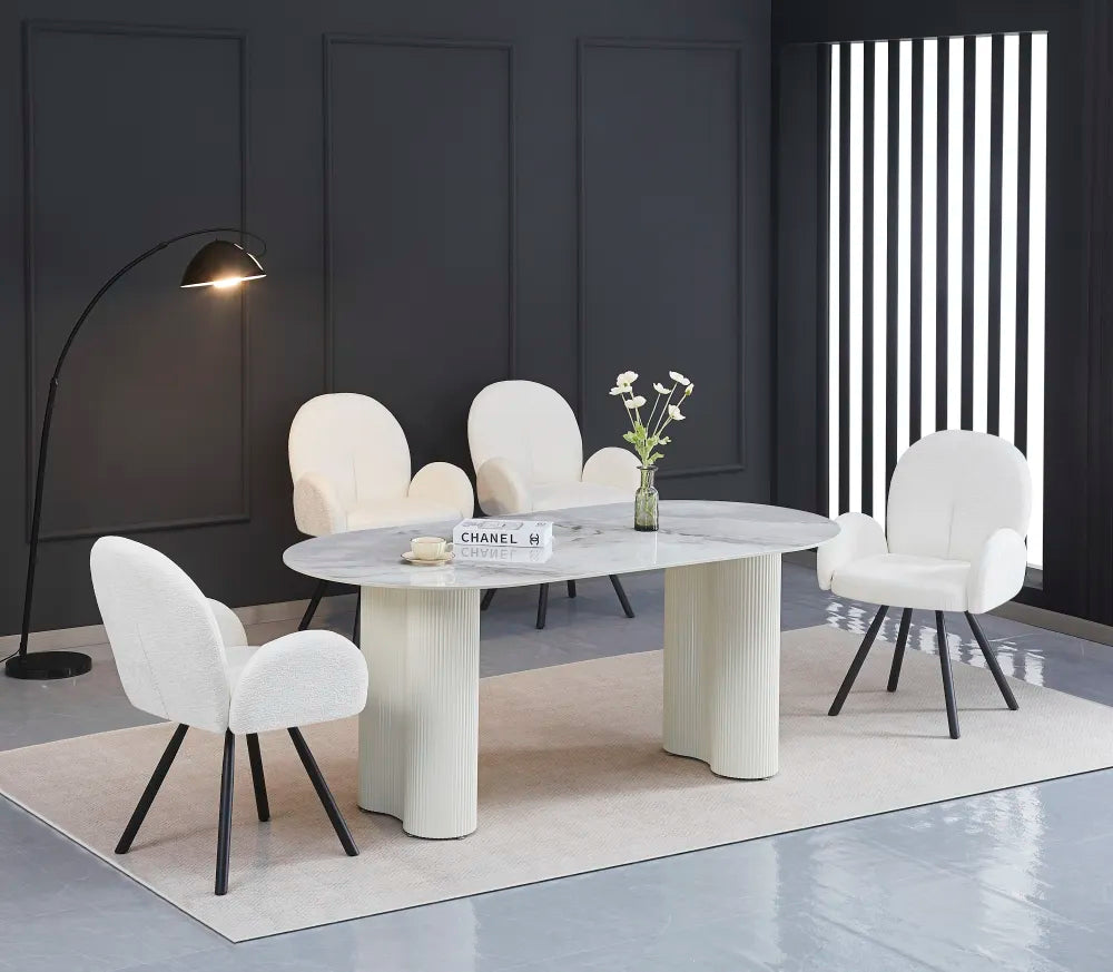 Table à manger Venezia céramique marbre blanc
