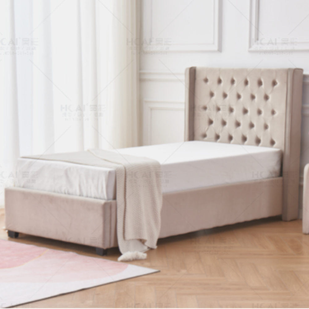 Lit simple eres capitonne velours moka