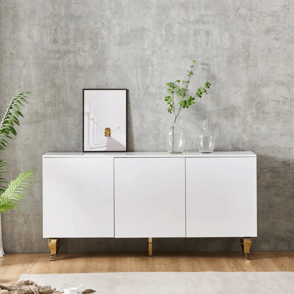 Buffet Baroque Or Laqué Blanc 160 cm