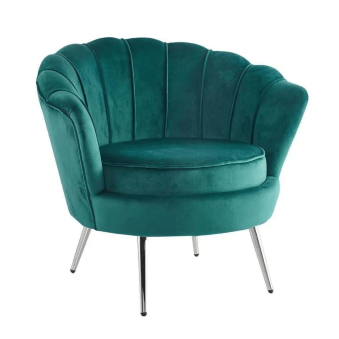 Fauteuil Quinconce Argent velours emeraude