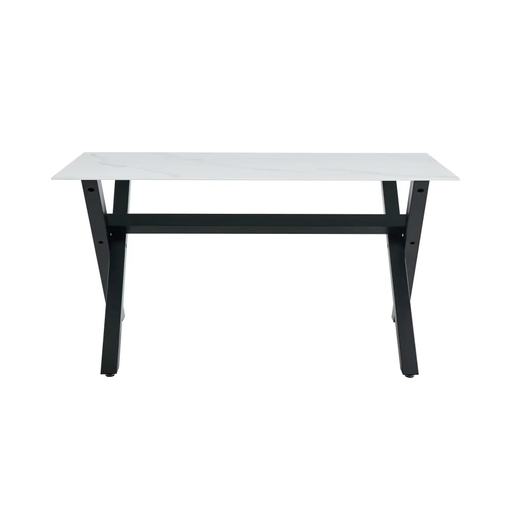 Table basse Ixe marbre blanc pieds noir