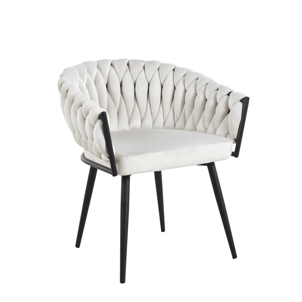 Chaise Tressée - Velours, Style Fauteuil accoudoirs