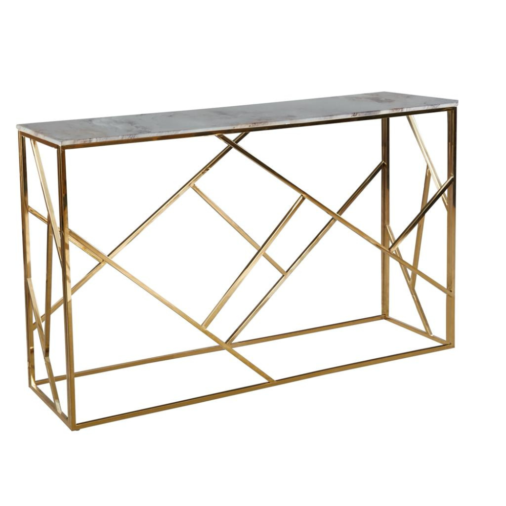 Console Geomag Or Marbre Blanc