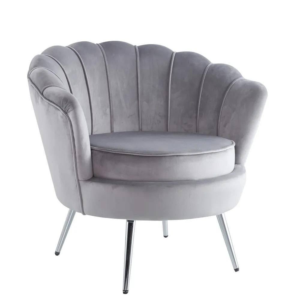 Fauteuil Quinconce Argent velours Gris