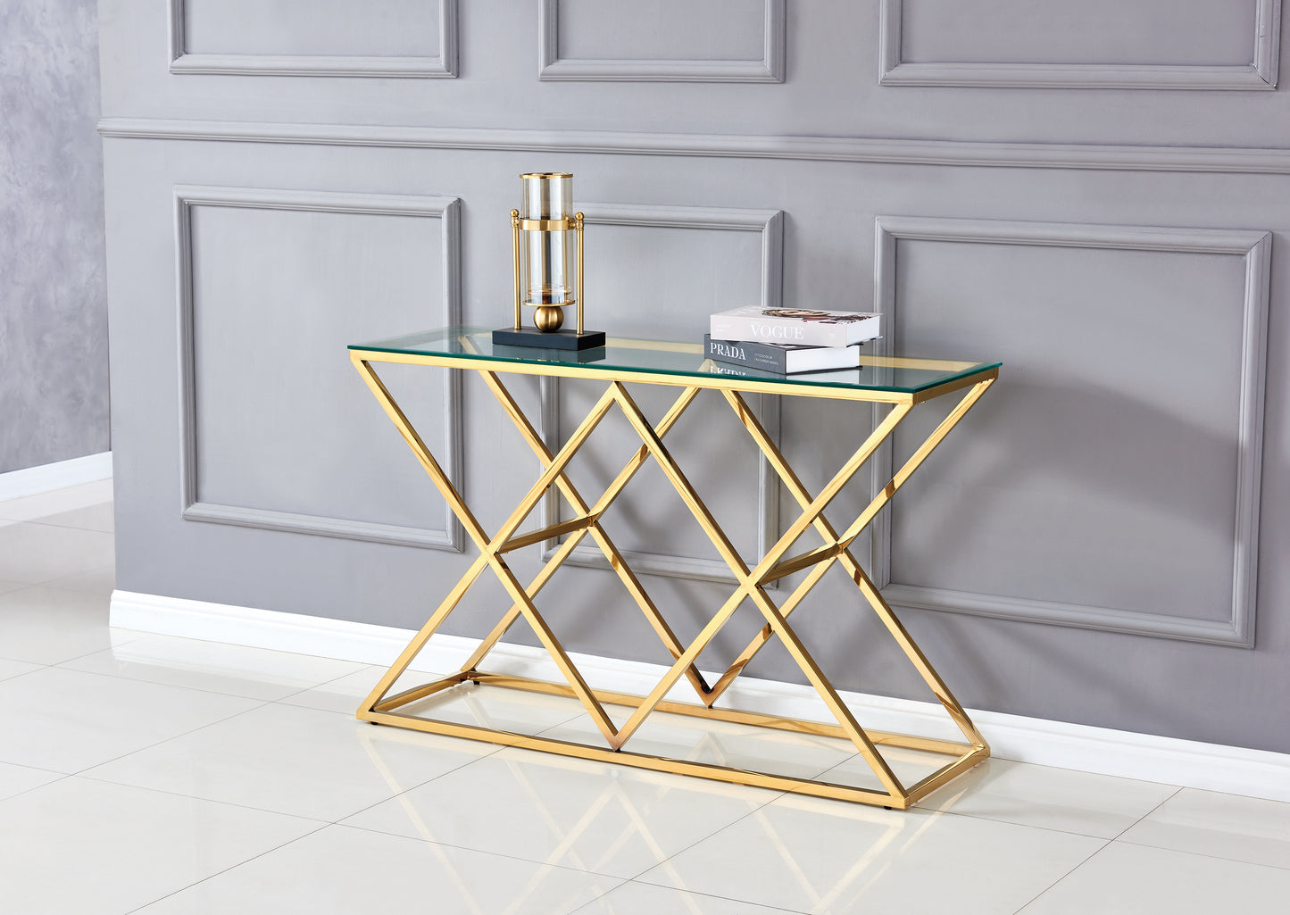 Console Triangle Or verre trempé