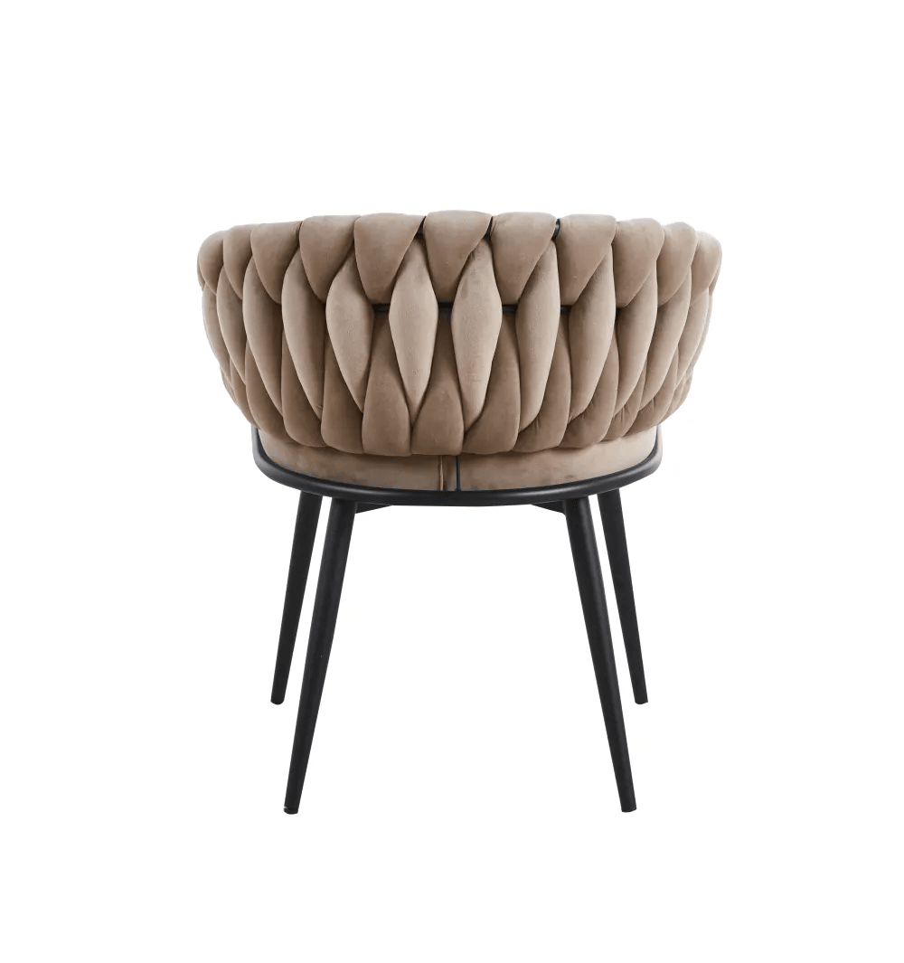 Chaise Tressée - Velours, Style Fauteuil accoudoirs
