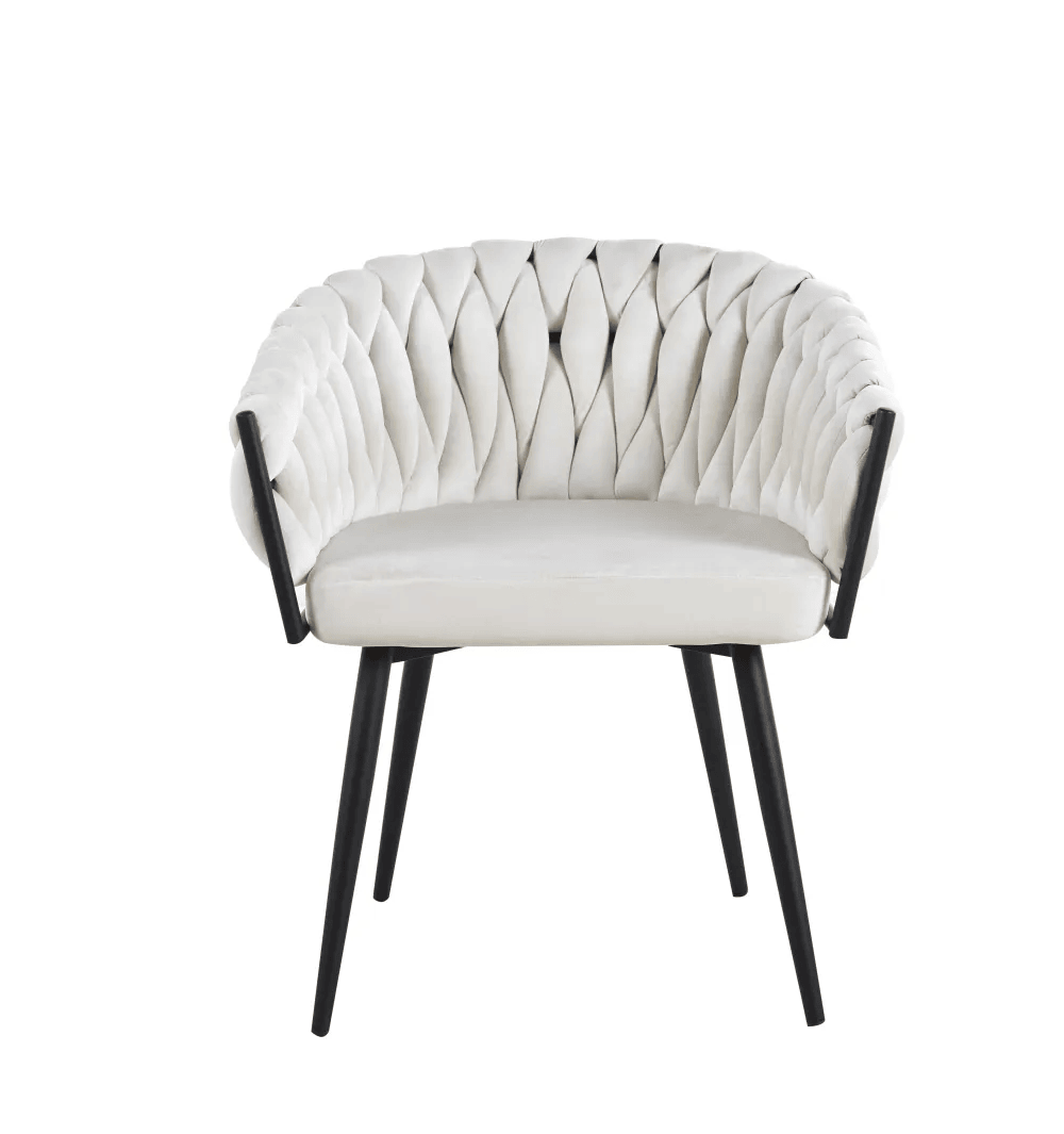Chaise Tressée - Velours, Style Fauteuil accoudoirs