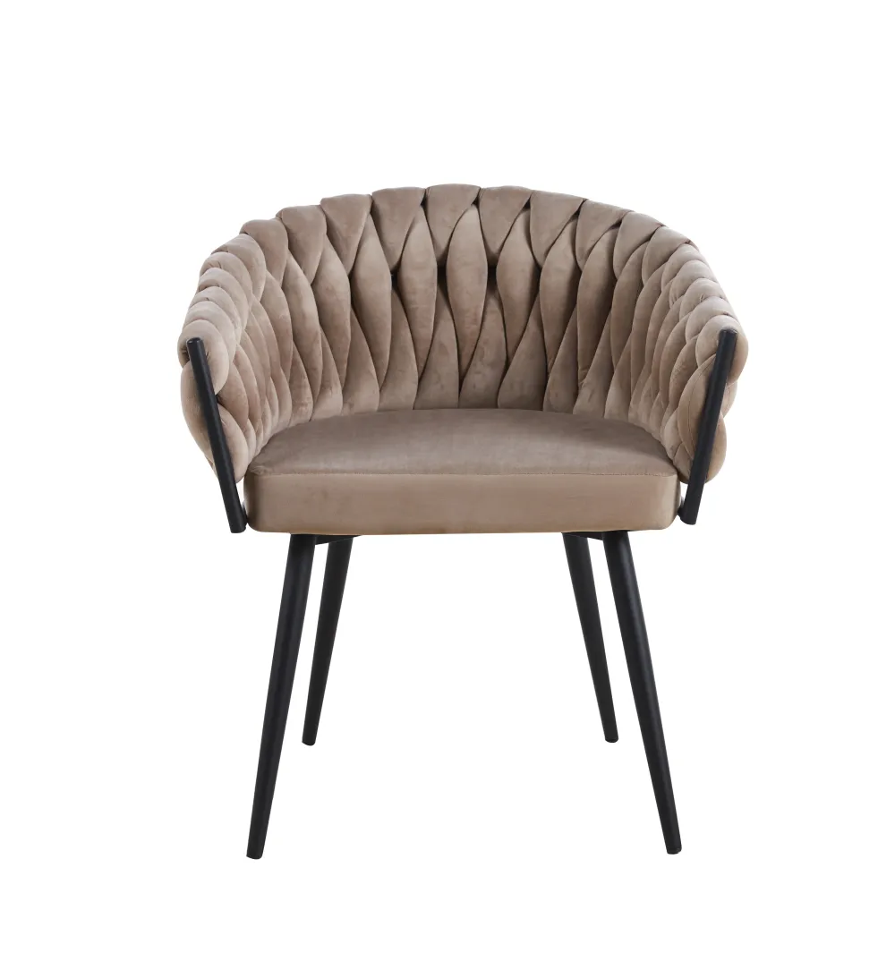 Chaise Tressée - Velours, Style Fauteuil accoudoirs
