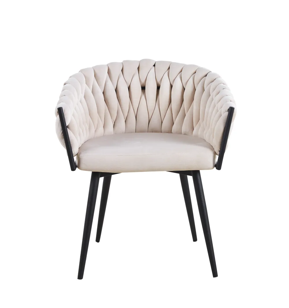 Chaise Tressée - Velours, Style Fauteuil accoudoirs