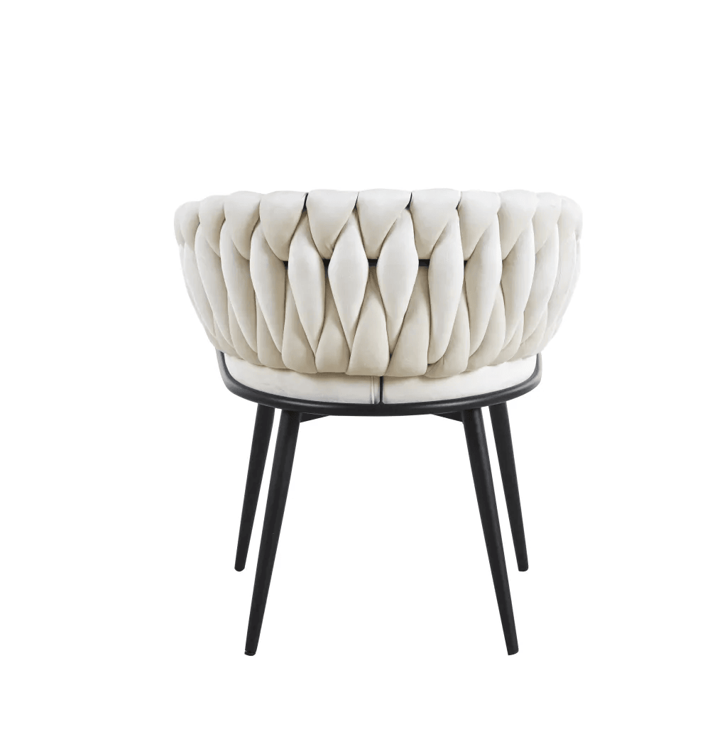 Chaise Tressée - Velours, Style Fauteuil accoudoirs