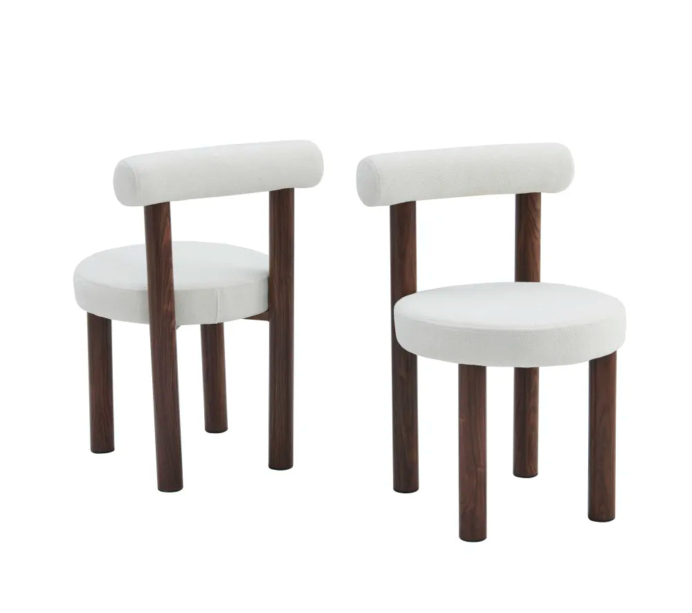 Chaise Irina tissus chenille pieds bois noyer