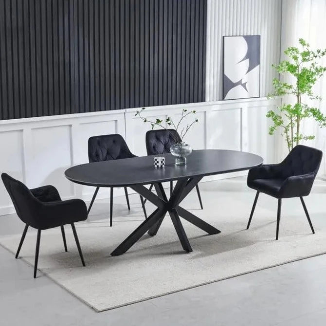 Table à manger Ophelia Noir Plateau Céramique Noir