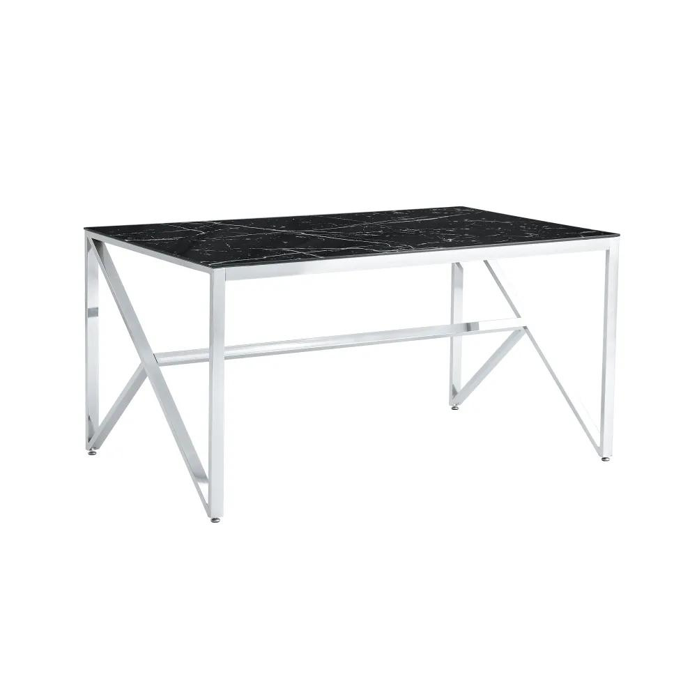 Table à manger Majestic argent marbre noir