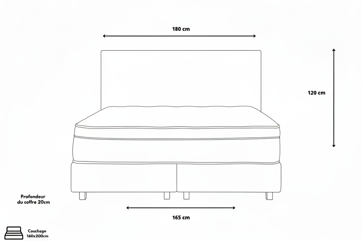 Lit Coffre Alma velours Blanc Cassé
