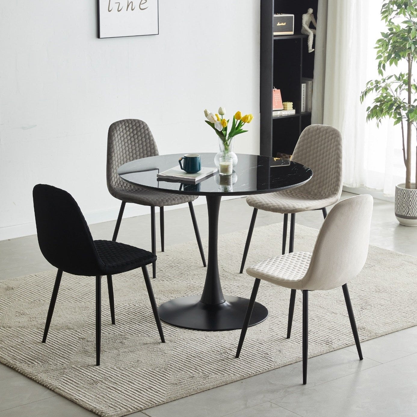 Table à manger Rosa noir marbre noir