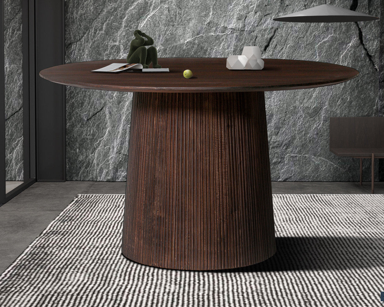 Table à manger en bois de manguier – Collection Vallsta Ronde – 130 x 130 cm