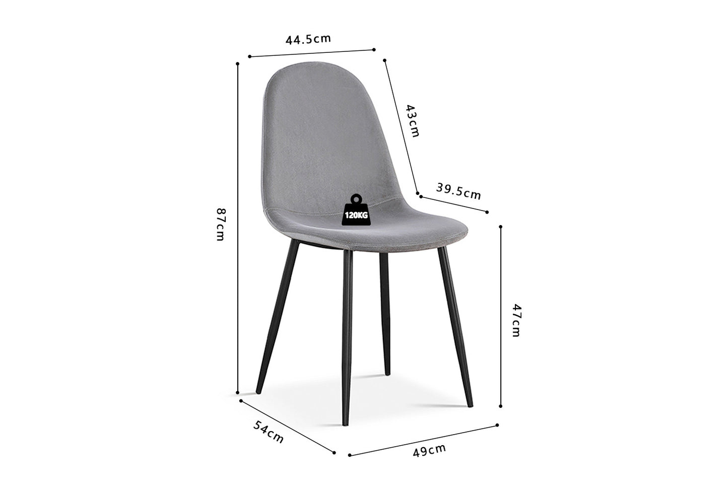 Chaise Boy Velours Gris