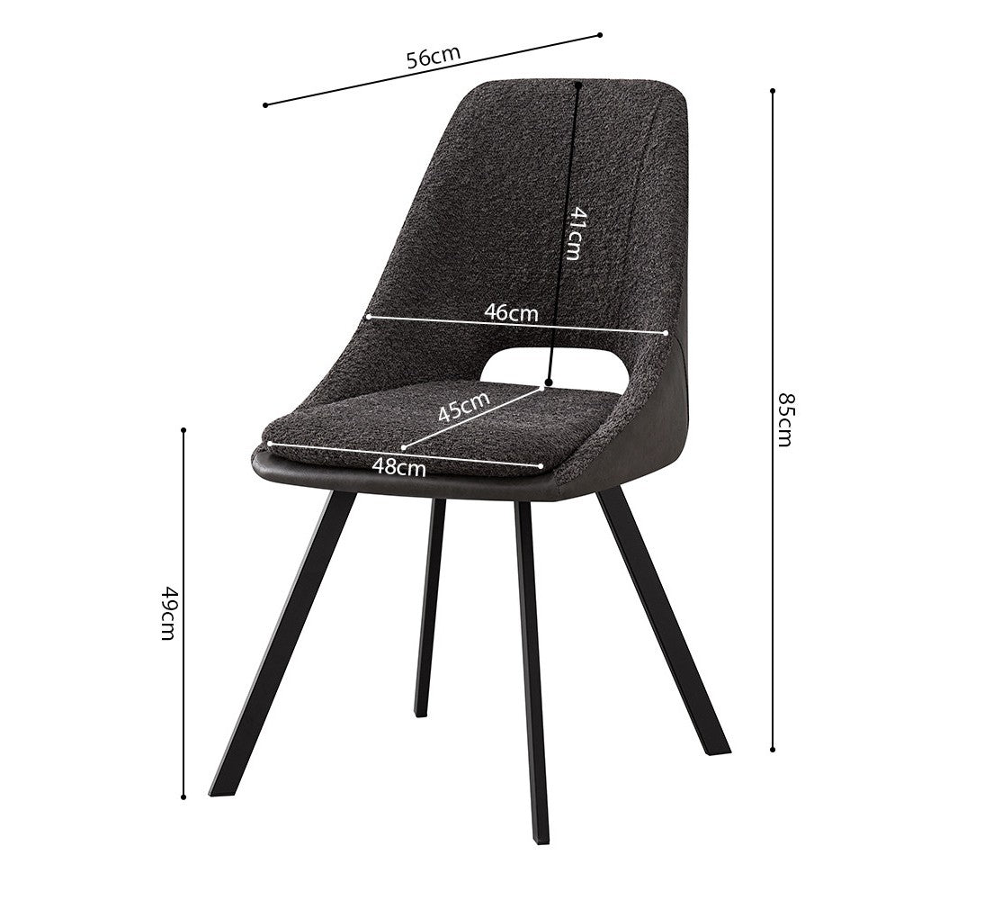 Chaise Filou Bouclé Gris Dos Gris clair