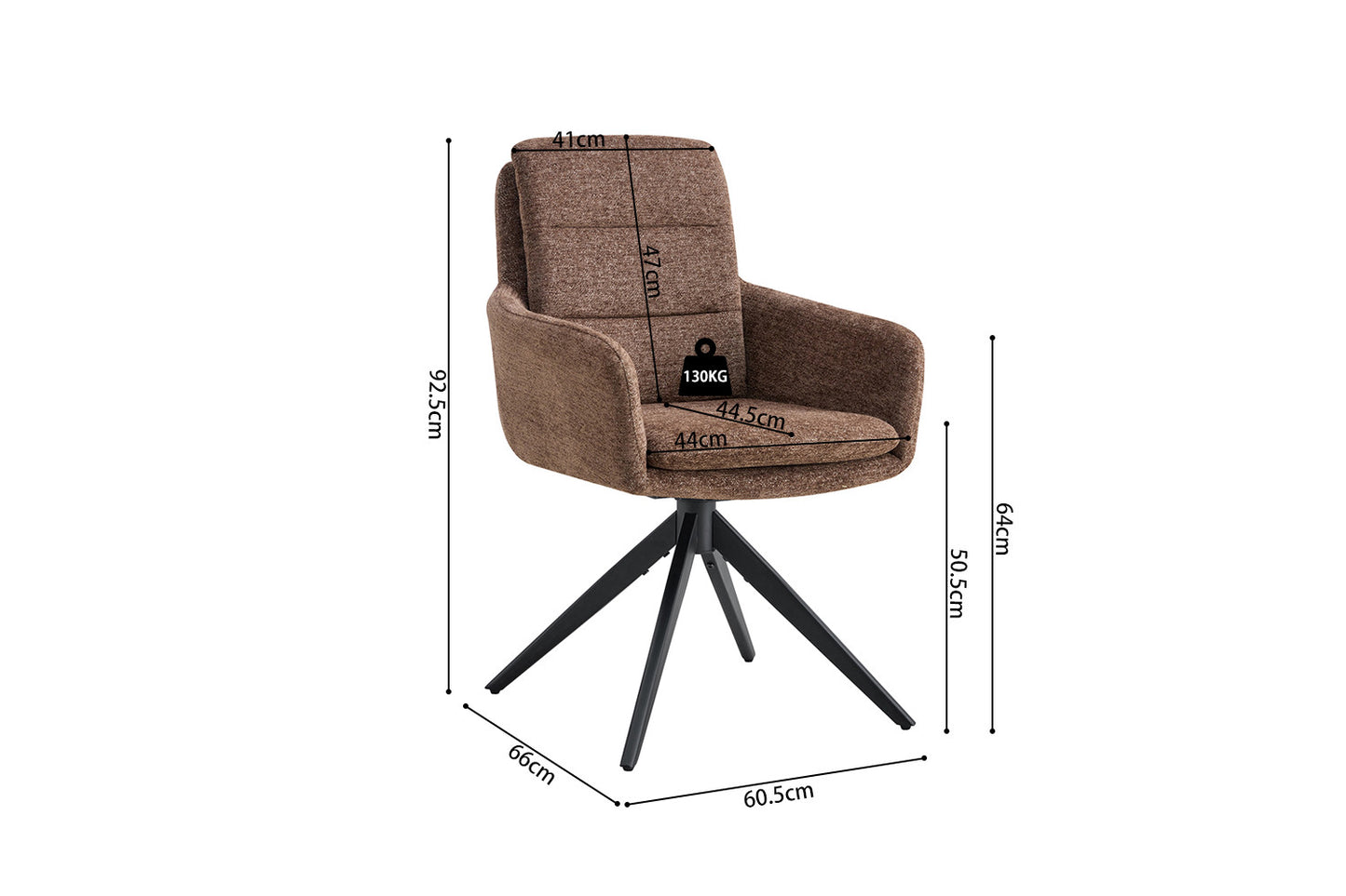 Chaise Lisold Pivotant Tissu Brun