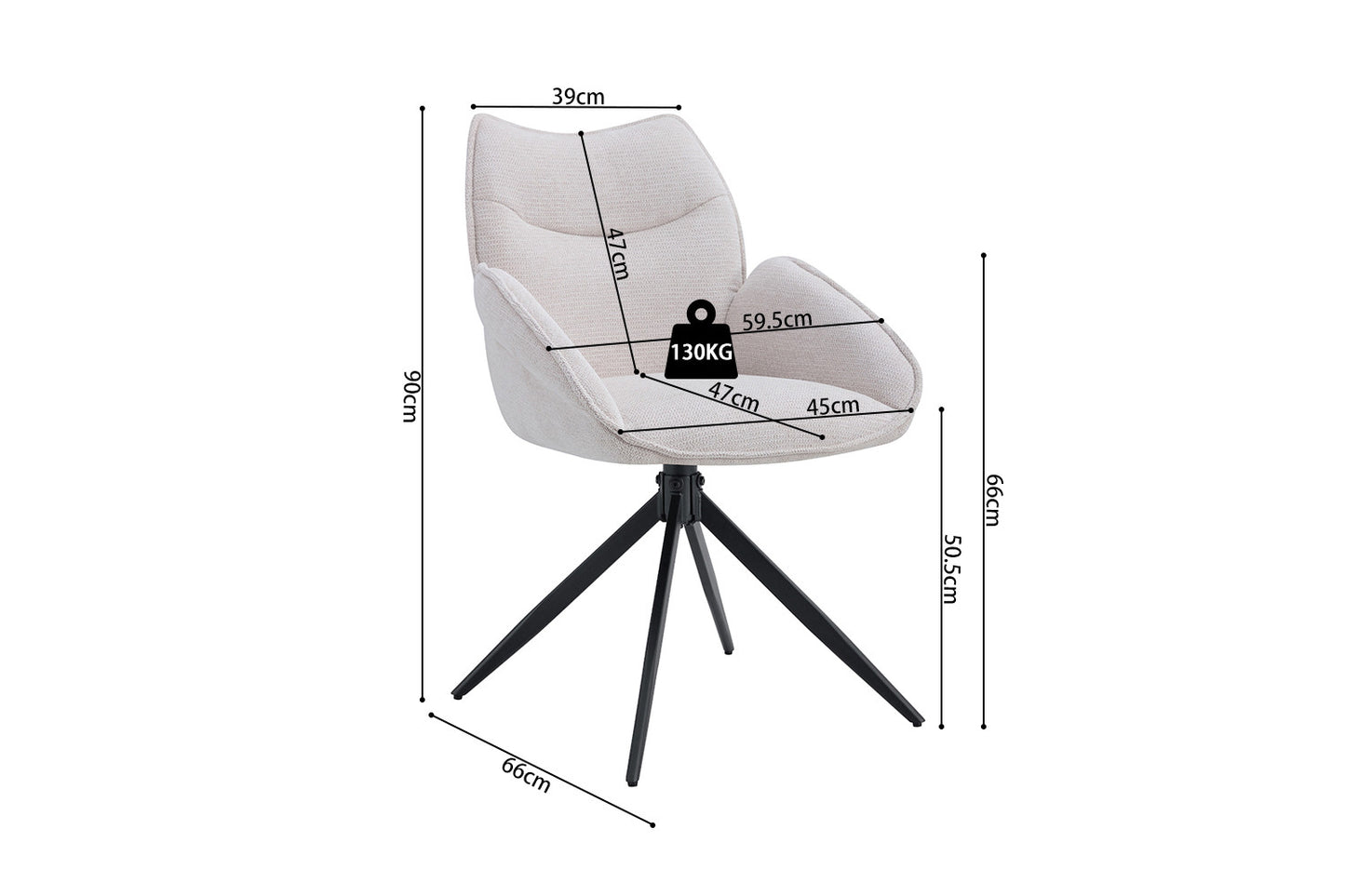 Chaise Mahi Pivotant Tissu Beige