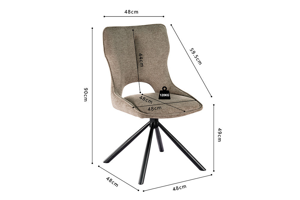 Chaise Mori Pivotant Tissu Ote Poivre