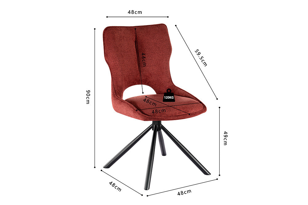 Chaise Mori Pivotant Tissu Ote Rouge