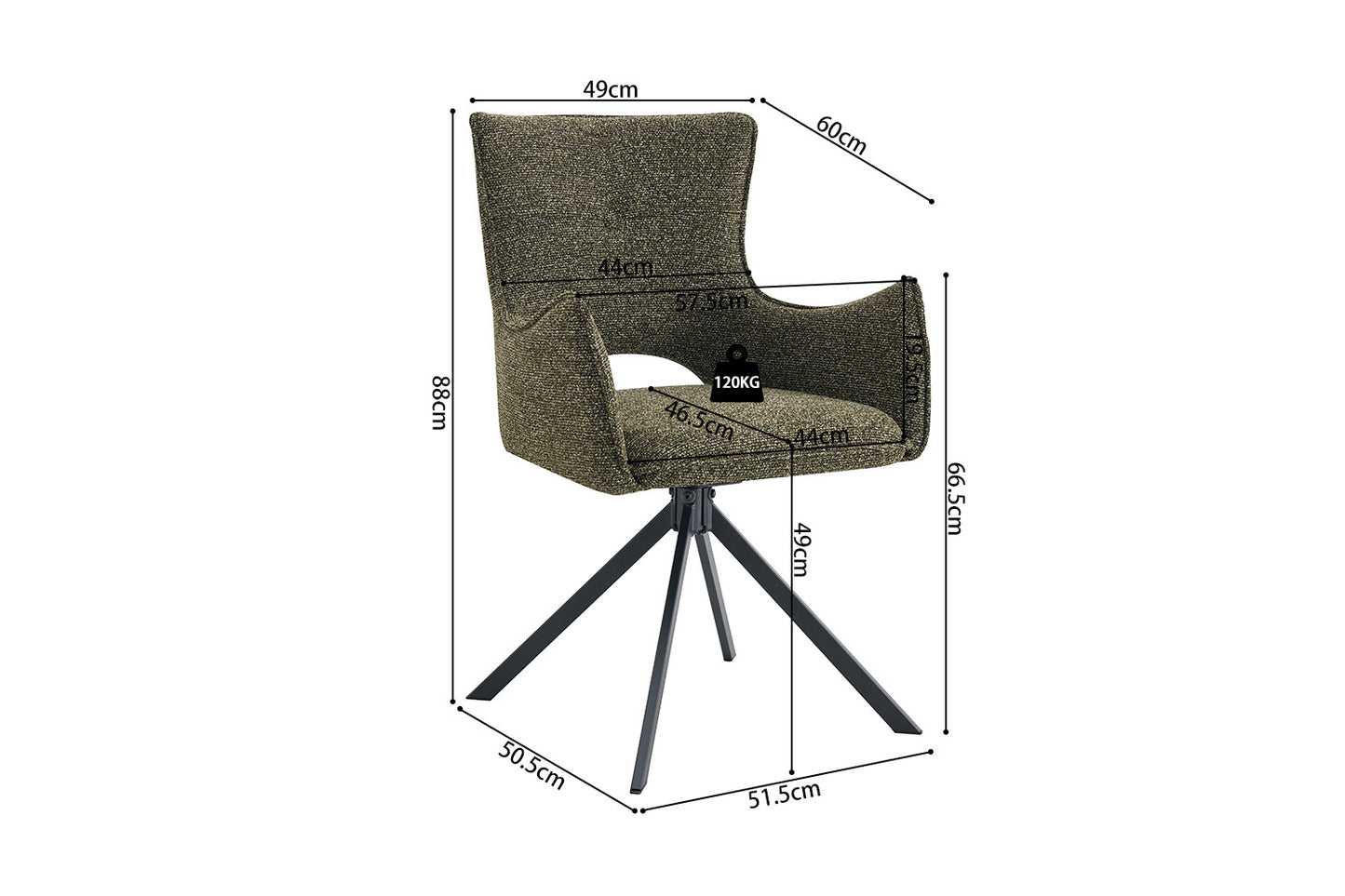 Chaise Billy Pivotant Tissu Ote Vert