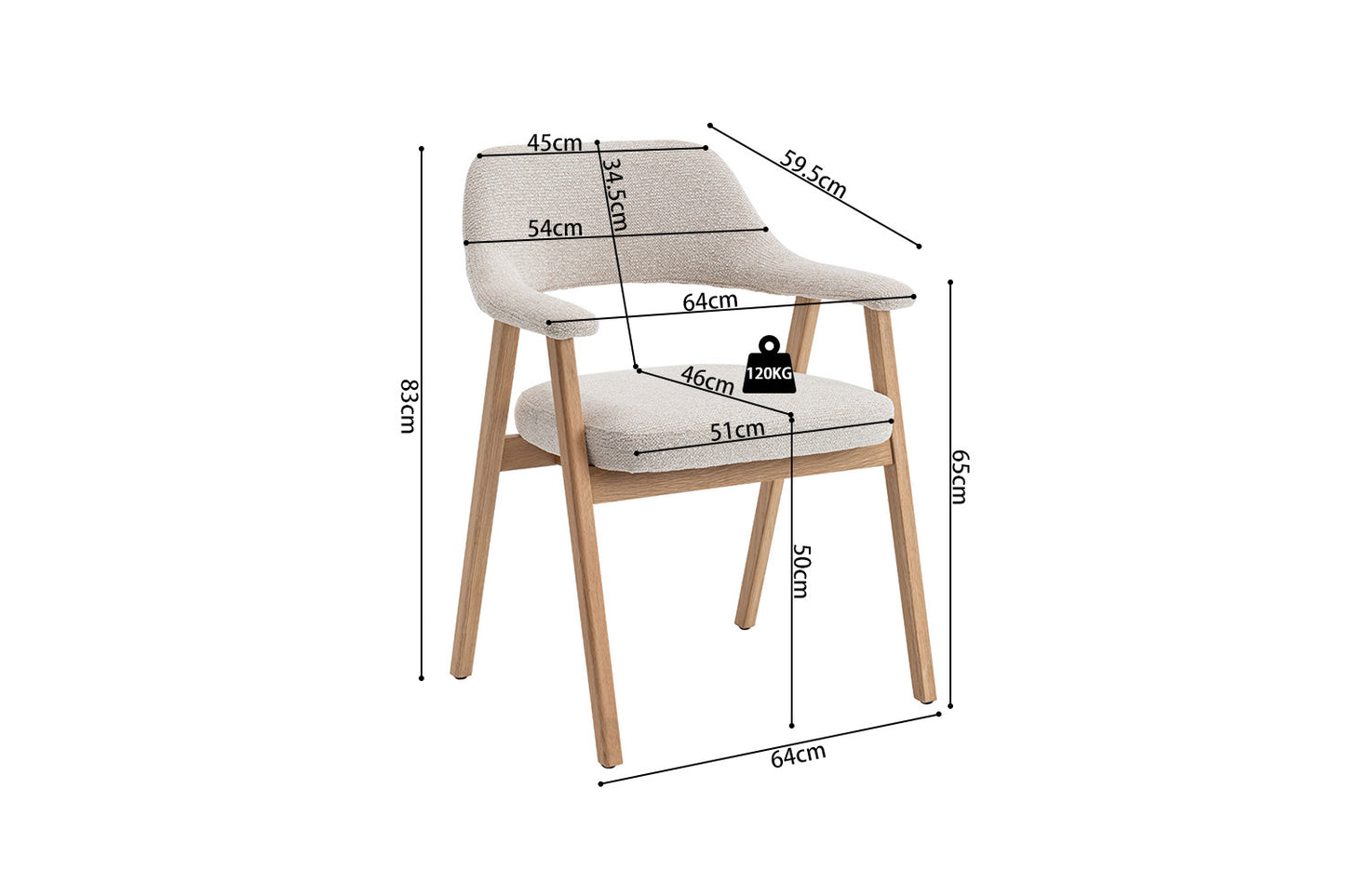 Chaise Coralie Chêne massive Beige