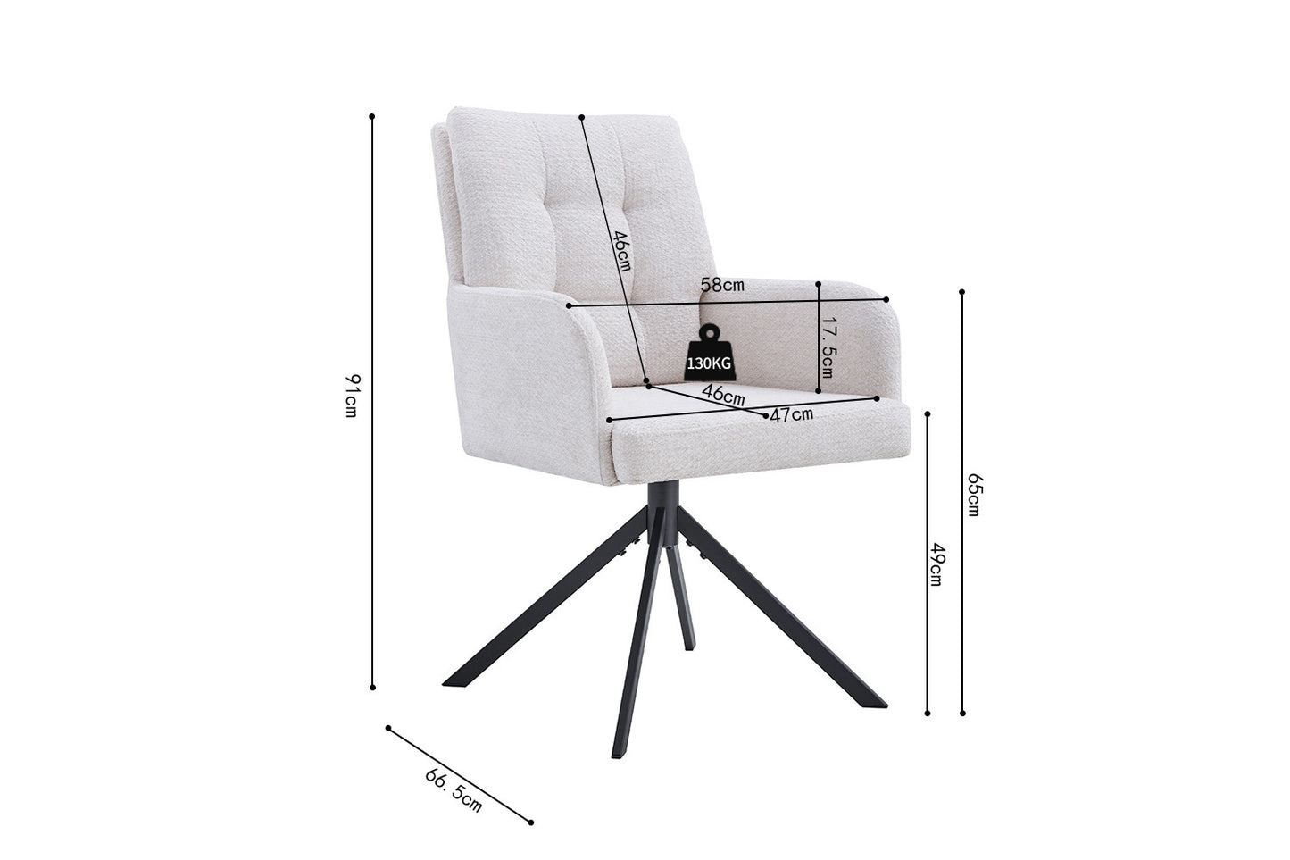 Chaise Granada Pivotant Tissu Ecru