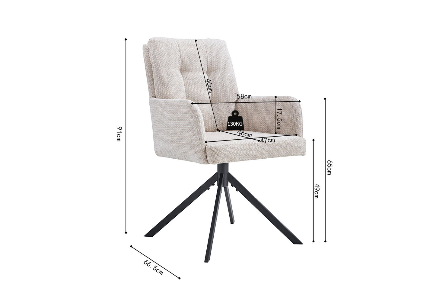 Chaise Granada Pivotant Tissu Beige