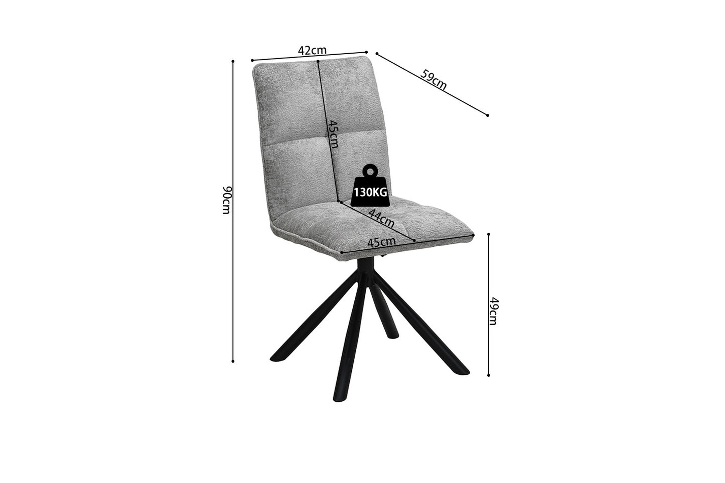 Chaise Jack Pivotant Tissu Gris clair