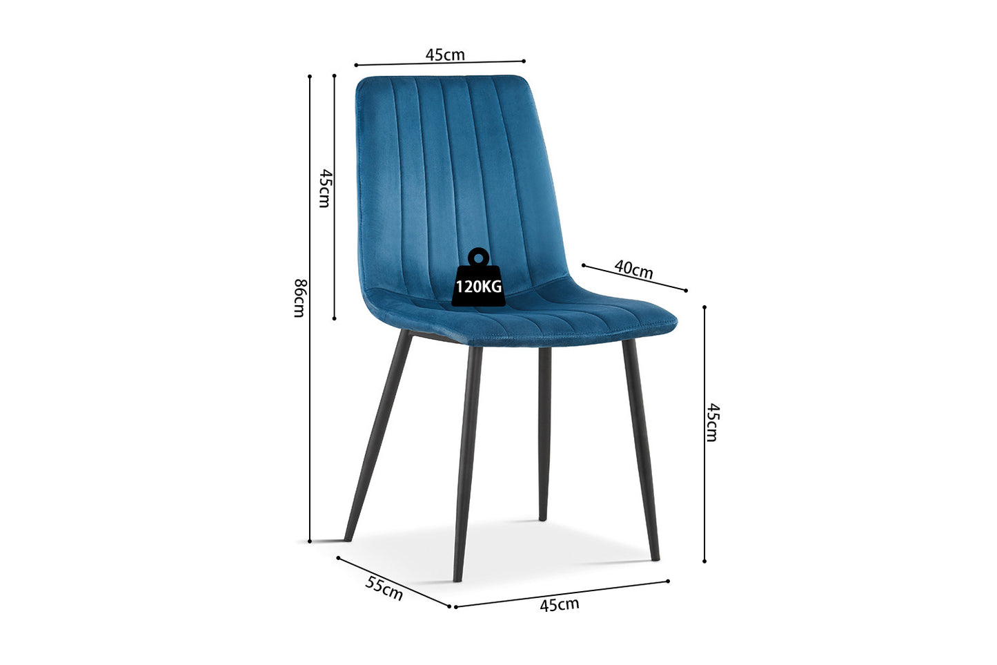 Chaise Willis Velours Bleu