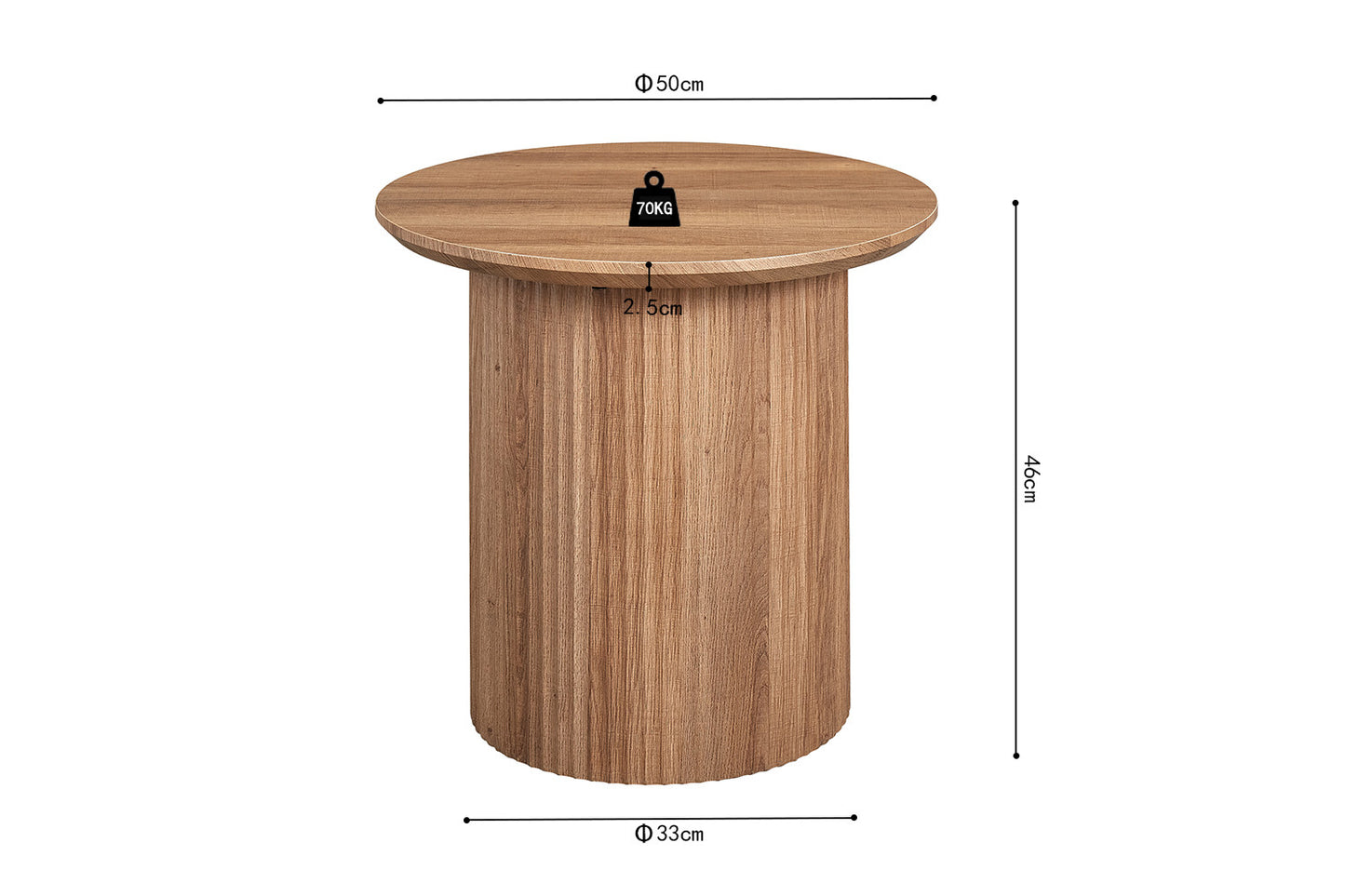 Table basse Lagos Ronde Décor Chêne Vieilli