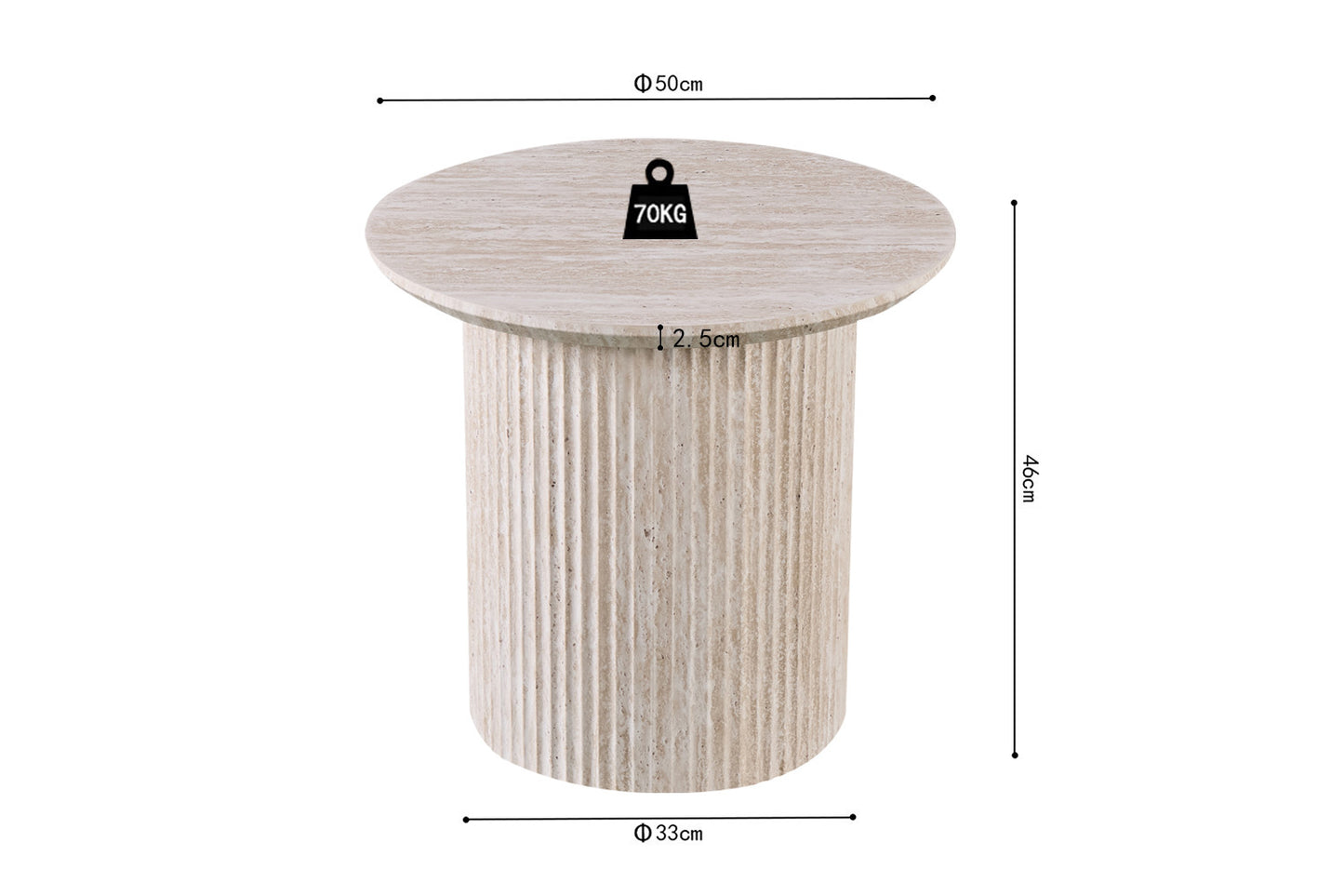 Table basse Lagos Ronde Décor Travertin Beige