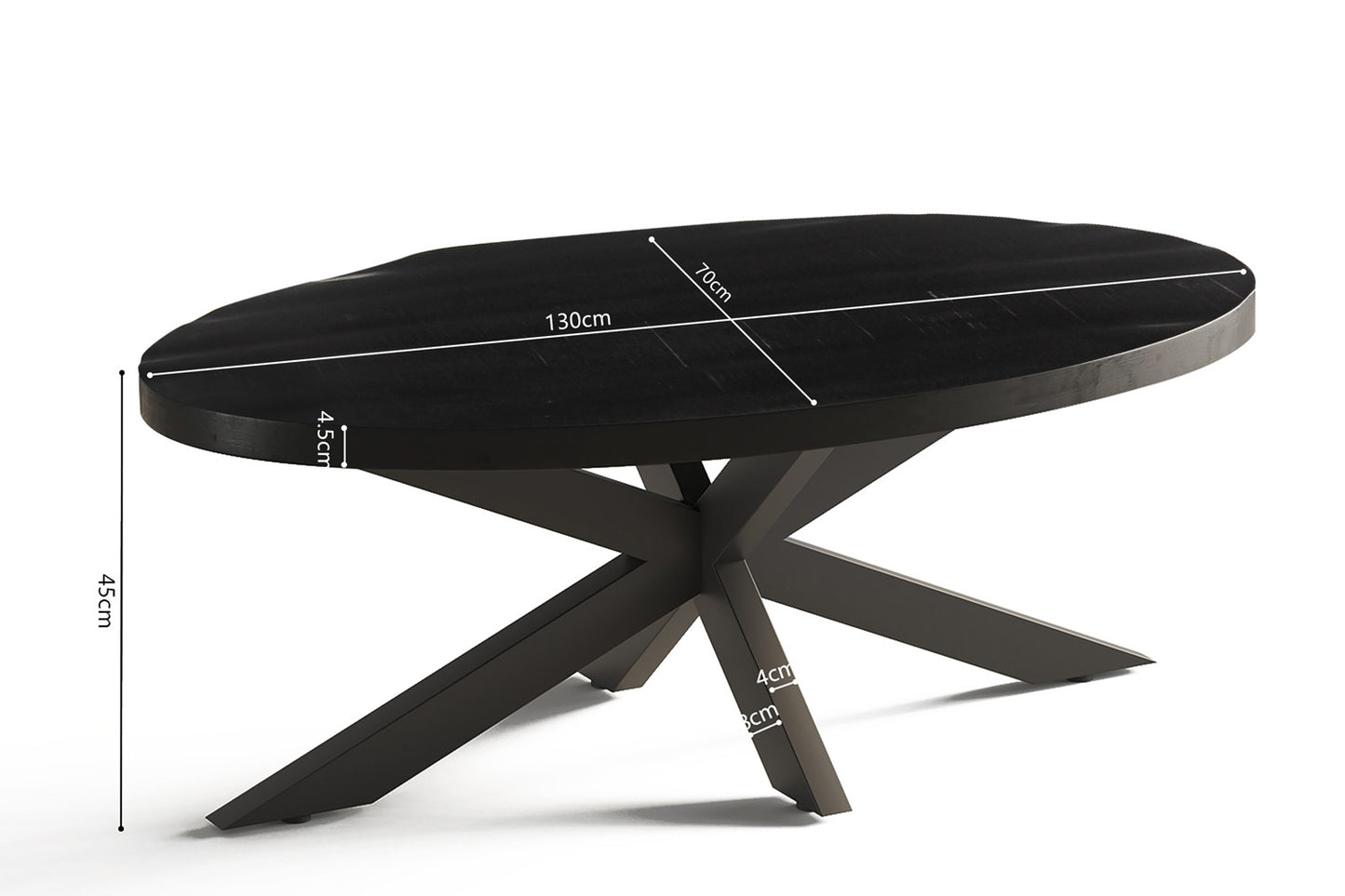 Table basse Madeira Ovale en bois de manguier Noir