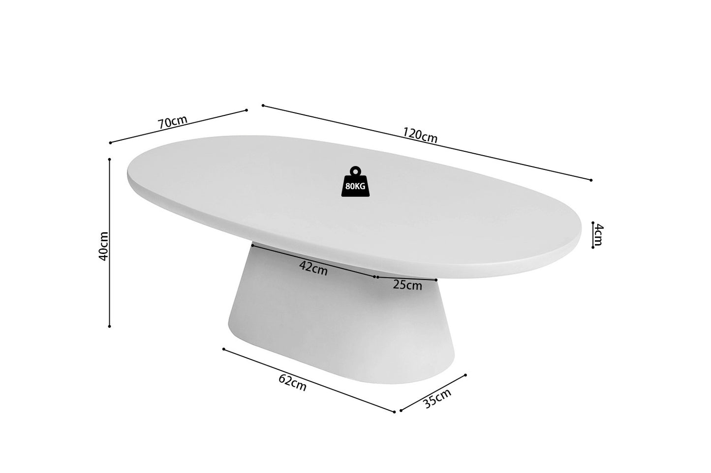 Table basse Tavira 120 cm ovale Ecru